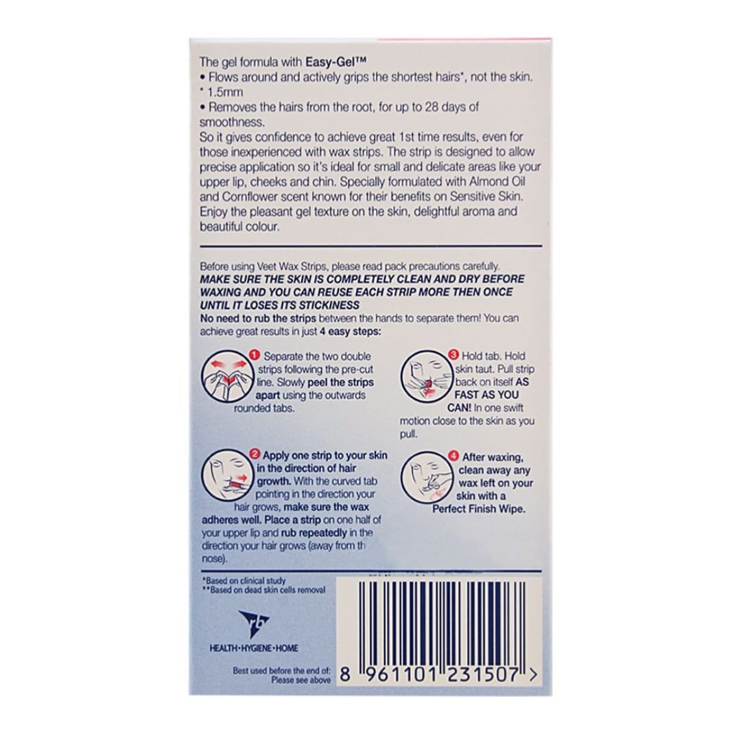 Veet Easy-Gel Wax Strips Sensitive Skin 8pcs