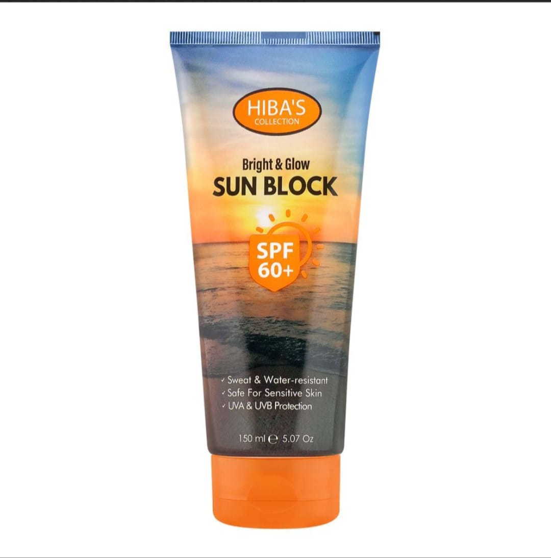 Hiba,s Collection Bright & Glow Sun Block SPF 60+,150ml