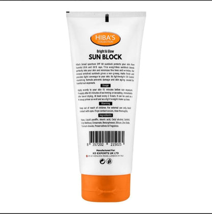 Hiba,s Collection Bright & Glow Sun Block SPF 60+,150ml