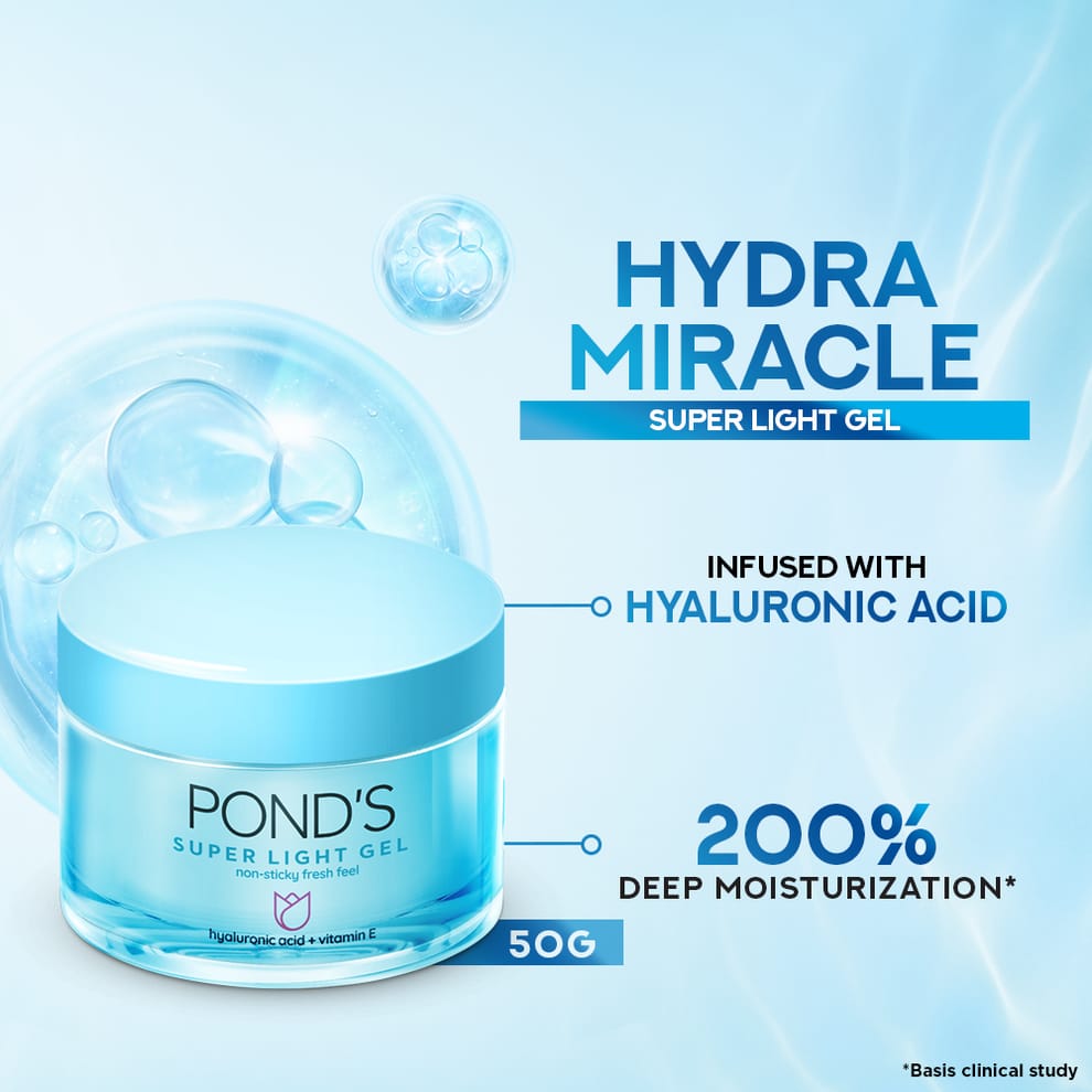 Pond,s Super Light Gel, Hydrated dewy Skin, 50g